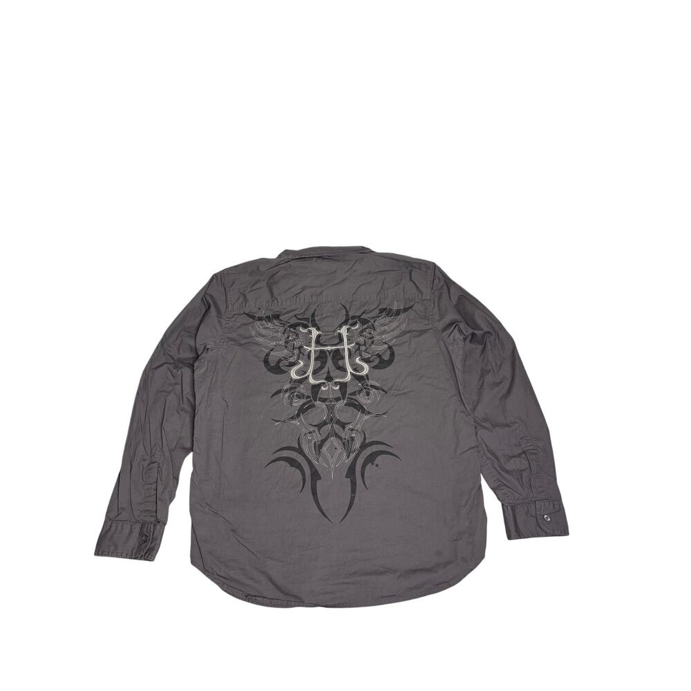 Helix Y2K Tribal Graphic Button Up Shirt — XL